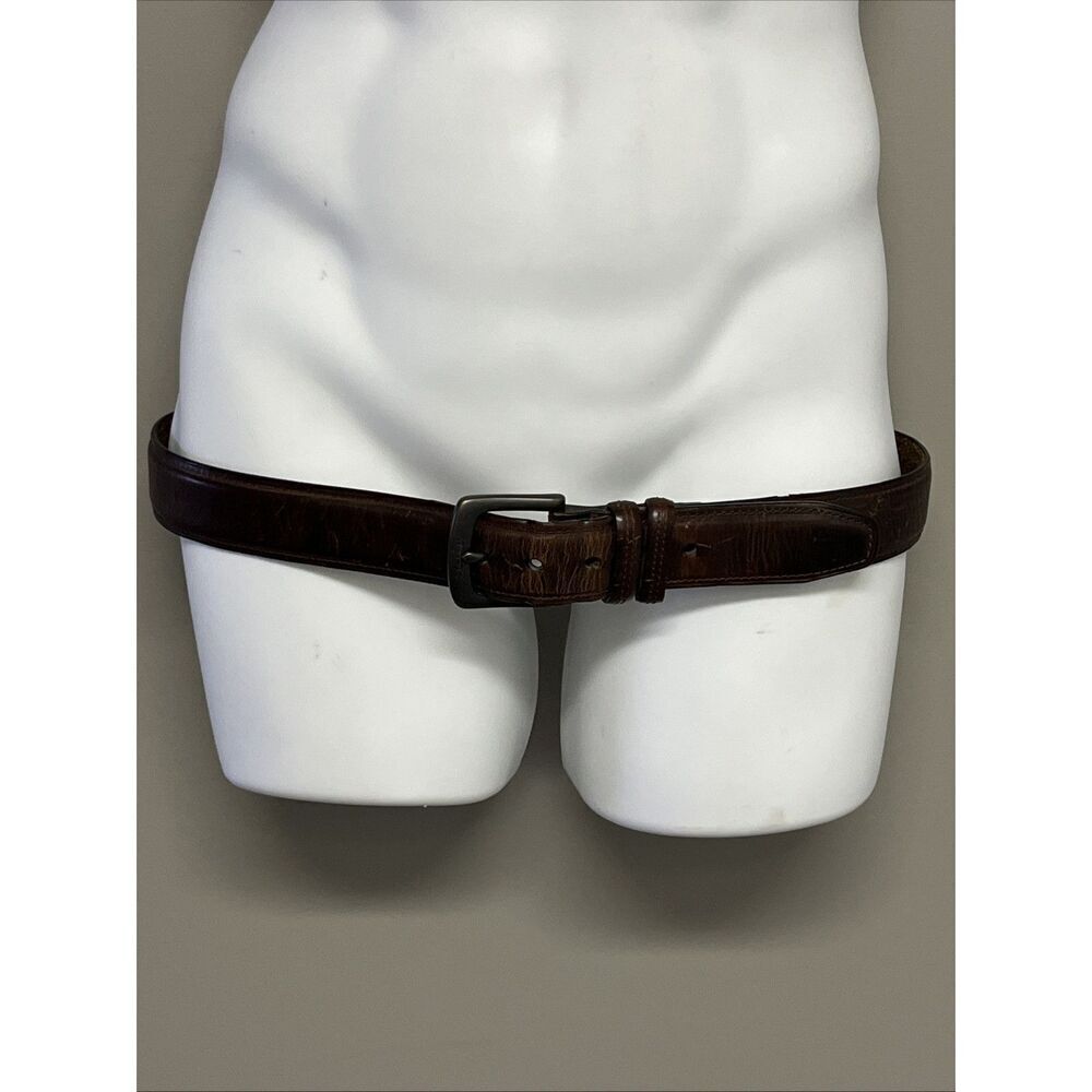 Columbia Men’s Leather Brown Belt Cowboy 38 Gun Metal Buckle EUC